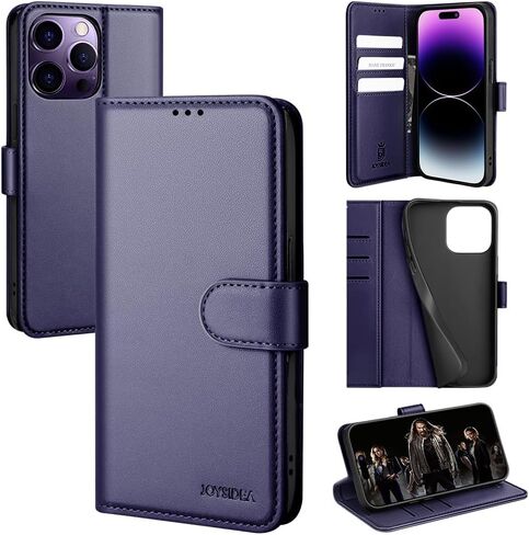 iPhone 14 Pro Wallet Case, Luxury Leather iPhone 14 Pro Case with Card Holder, RFID Blocking, Magnetic, Stand, Shockproof Cover for iPhone 14 Pro 6.1 inch, Blue in Saudi Arabia