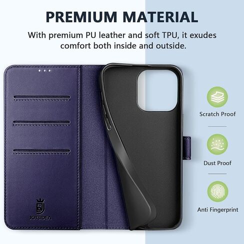 iPhone 14 Pro Wallet Case, Luxury Leather iPhone 14 Pro Case with Card Holder, RFID Blocking, Magnetic, Stand, Shockproof Cover for iPhone 14 Pro 6.1 inch, Blue in Saudi Arabia