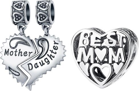 Doyafer Rose Gold Mom Charms Pendant for Women Bracelets Necklace Lovely Bear Beads Gift for Mom （ pack of 2） in Saudi Arabia