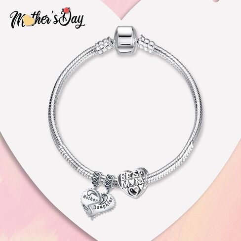 Doyafer Rose Gold Mom Charms Pendant for Women Bracelets Necklace Lovely Bear Beads Gift for Mom （ pack of 2） in Saudi Arabia