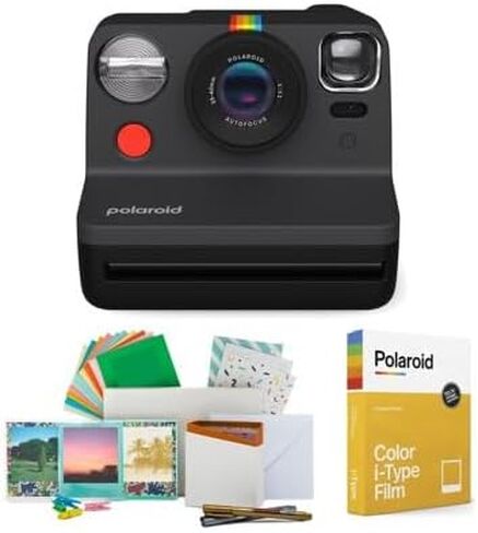 Polaroid Now 2nd Generation I-Type Instant Film Camera (Black), Shoot and Print Bundle with Magnetic/Hanging Photo Frames and Color Instant Film (8 Exposures) (3 Items) in Saudi Arabia