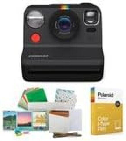 Polaroid Now 2nd Generation I-Type Instant Film Camera (Black), Shoot and Print Bundle with Magnetic/Hanging Photo Frames and Color Instant Film (8 Exposures) (3 Items) in Saudi Arabia