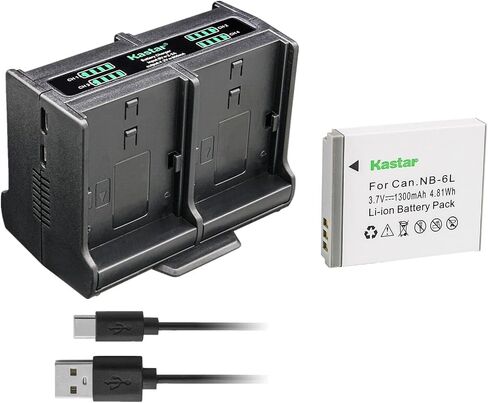 Kastar 2-Pack Battery and Quadruple Charger Compatible with Canon NB-6L NB6L, NB-6LH NB6LH Battery, Canon CB-2LY Charger, Canon IXY Digital 25 is, Digital IXUS 200 is, Digital IXUS 210 Digital Camera in Saudi Arabia