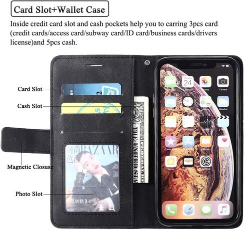 متوافق مع جراب محفظة iPhone XR وواقي شاشة من الزجاج المقوى وغطاء جلدي قابل للطي وحامل بطاقة الائتمان وحافظات الهاتف الخلوي لهاتف iPhoneXR iPhone10R i Phonex 10XR 10R 10 R RX CR أزرق للرجال والنساء والفتيات in Kuwait