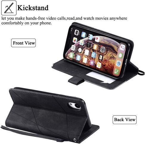 متوافق مع جراب محفظة iPhone XR وواقي شاشة من الزجاج المقوى وغطاء جلدي قابل للطي وحامل بطاقة الائتمان وحافظات الهاتف الخلوي لهاتف iPhoneXR iPhone10R i Phonex 10XR 10R 10 R RX CR أزرق للرجال والنساء والفتيات in Kuwait