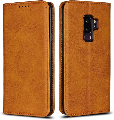 iCoverCase for Samsung Galaxy S9 Plus Wallet Case, Premium PU Magnetic Leather Card Slots Holder Carry Kickstand Feature Flip Cover Case for Galaxy S9 Plus (Khaki) in Saudi Arabia
