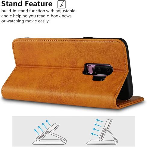 iCoverCase for Samsung Galaxy S9 Plus Wallet Case, Premium PU Magnetic Leather Card Slots Holder Carry Kickstand Feature Flip Cover Case for Galaxy S9 Plus (Khaki) in Saudi Arabia