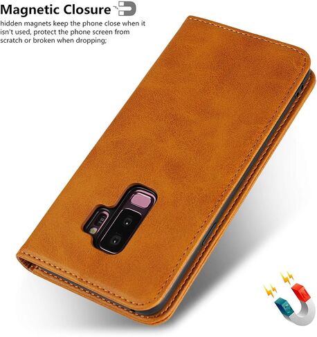 iCoverCase for Samsung Galaxy S9 Plus Wallet Case, Premium PU Magnetic Leather Card Slots Holder Carry Kickstand Feature Flip Cover Case for Galaxy S9 Plus (Khaki) in Saudi Arabia