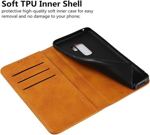 iCoverCase for Samsung Galaxy S9 Plus Wallet Case, Premium PU Magnetic Leather Card Slots Holder Carry Kickstand Feature Flip Cover Case for Galaxy S9 Plus (Khaki) in Saudi Arabia