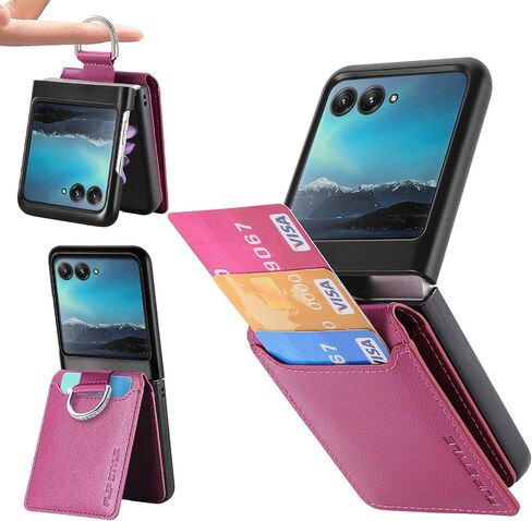 Compatible for Motorola Razr+ 2023 Case Wallet with Card Holder,Luxury PU Leather Protective Phone Case Kickstand Full Coverage Pocket Ring Case for Motorola Razr Plus 2023,Moto Razr 40 Ultra Black in Saudi Arabia
