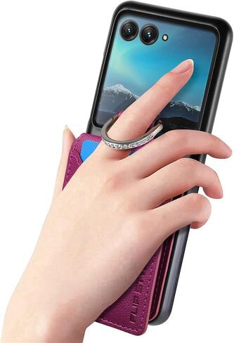Compatible for Motorola Razr+ 2023 Case Wallet with Card Holder,Luxury PU Leather Protective Phone Case Kickstand Full Coverage Pocket Ring Case for Motorola Razr Plus 2023,Moto Razr 40 Ultra Black in Saudi Arabia