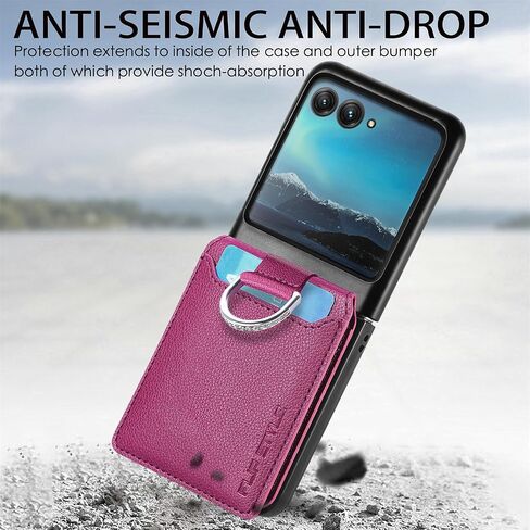 Compatible for Motorola Razr+ 2023 Case Wallet with Card Holder,Luxury PU Leather Protective Phone Case Kickstand Full Coverage Pocket Ring Case for Motorola Razr Plus 2023,Moto Razr 40 Ultra Black in Saudi Arabia