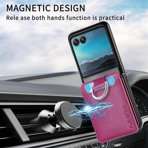 Compatible for Motorola Razr+ 2023 Case Wallet with Card Holder,Luxury PU Leather Protective Phone Case Kickstand Full Coverage Pocket Ring Case for Motorola Razr Plus 2023,Moto Razr 40 Ultra Black in Saudi Arabia
