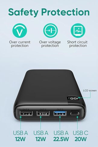 A ADDTOP Power Bank 26800mAh, 22.5W Portable Charger Fast Charging, USB C Portable Phone Charger PD3.0 QC4.0, Mobile Phone External Battery Pack LED Display with 4 Outputs for Smartphones and Tablets in Kuwait