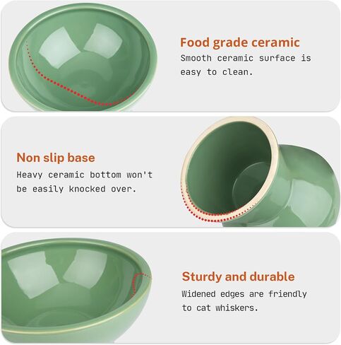 SUNQEBO Elevated Cat Bowls, Ceramic Raised Cat Bowl for Food and Water, Tilted Small Dogs and Puppy Bowl Backflow Prevention and Protect Pet's Spines, Artistic Unique Shape (2 Pack, White) in Saudi Arabia