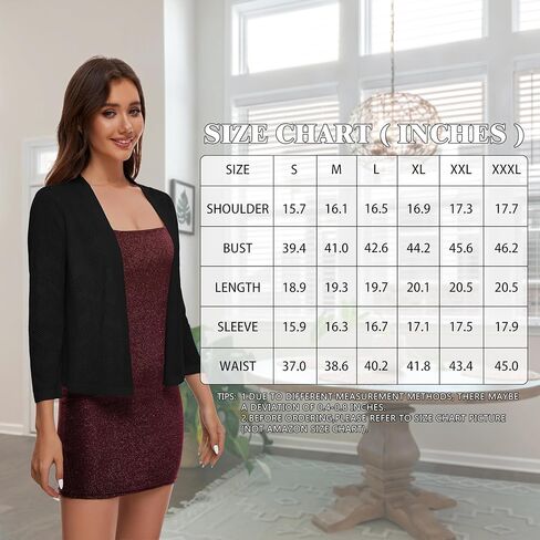 Satuun Women's 3/4 Sleeve Shrugs Crochet Lightweight Open Front Cropped Cardigan for Women in Saudi Arabia