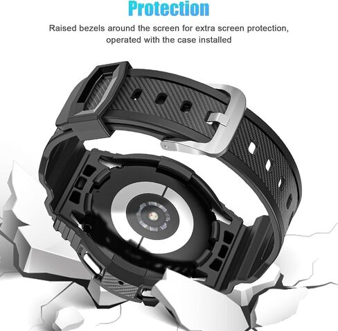Galaxy Watch 4 Band 40mm 44mm with Bumper Case, Samsung Watch 5 Bands Rugged Strap with Protective Case, Sport Military Shockproof TPU Replacement Bands Protector Cover for Men Women in Saudi Arabia