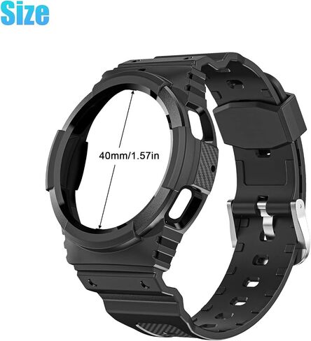 Galaxy Watch 4 Band 40mm 44mm with Bumper Case, Samsung Watch 5 Bands Rugged Strap with Protective Case, Sport Military Shockproof TPU Replacement Bands Protector Cover for Men Women in Saudi Arabia