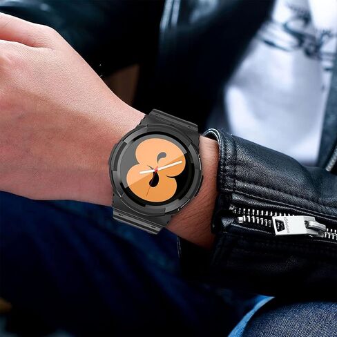 Galaxy Watch 4 Band 40mm 44mm with Bumper Case, Samsung Watch 5 Bands Rugged Strap with Protective Case, Sport Military Shockproof TPU Replacement Bands Protector Cover for Men Women in Saudi Arabia