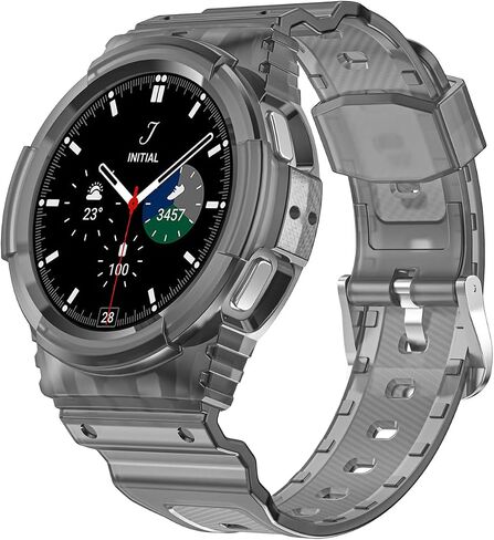 Galaxy Watch 4 Band 40mm 44mm with Bumper Case, Samsung Watch 5 Bands Rugged Strap with Protective Case, Sport Military Shockproof TPU Replacement Bands Protector Cover for Men Women in Saudi Arabia