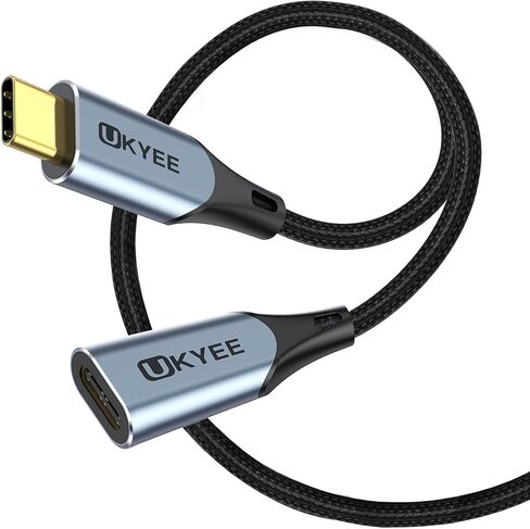 كابل تمديد USBC بطول 6.6 أقدام، موصل ذهبي USB 3.2 نوع C 3.1 ذكر إلى أنثى موسع سلك نايلون، شحن سريع 100 واط، توافق نقل 10 جيجابت في الثانية مع الكمبيوتر المحمول/الكمبيوتر اللوحي الهاتف المحمول/USB C Hub in Kuwait