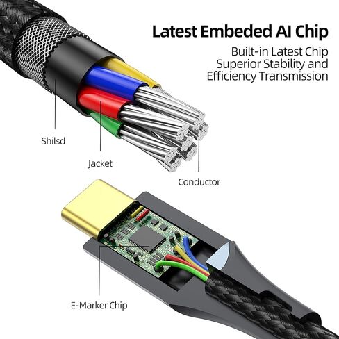 كابل تمديد USBC بطول 6.6 أقدام، موصل ذهبي USB 3.2 نوع C 3.1 ذكر إلى أنثى موسع سلك نايلون، شحن سريع 100 واط، توافق نقل 10 جيجابت في الثانية مع الكمبيوتر المحمول/الكمبيوتر اللوحي الهاتف المحمول/USB C Hub in Kuwait
