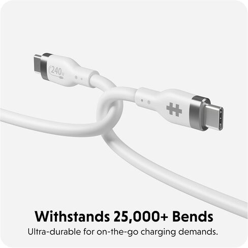 HyperJuice 240W Silicone USB C to USB C Cable (6ft/2m) for All Devices. Durable 240W USB-C Charge Cable. Portable, Tangle-Free Design, Over-Temperature Protection. Charges Any USBC to USBC Device in Kuwait