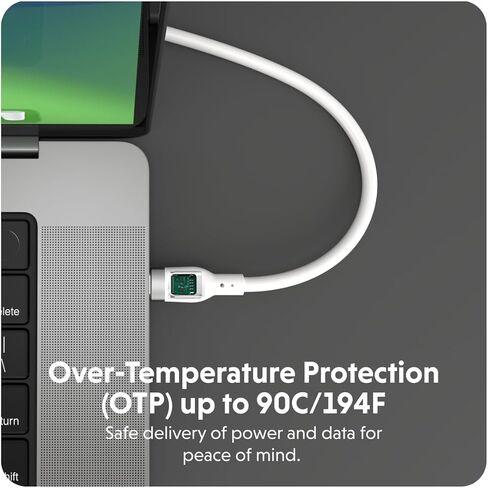 HyperJuice 240W Silicone USB C to USB C Cable (6ft/2m) for All Devices. Durable 240W USB-C Charge Cable. Portable, Tangle-Free Design, Over-Temperature Protection. Charges Any USBC to USBC Device in Kuwait