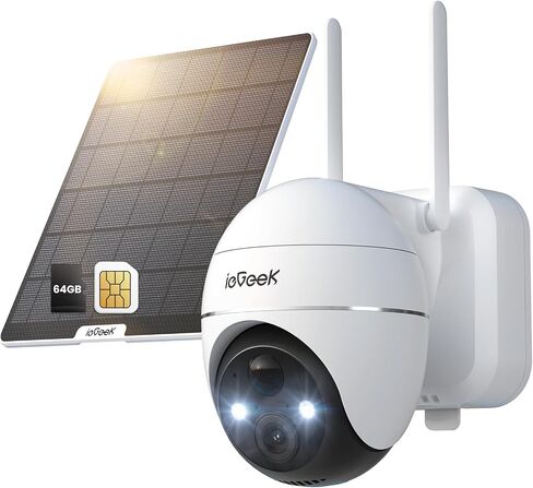 ieGeek 4G LTE Cellular Security Cameras Wireless Outdoor, 2K No WiFi Solar Cameras for Home Security System, Color Night Vision, 360°Live View,PIR Motion Sensor,2-Way Talk(with 64G SD&SIM Card) in Saudi Arabia