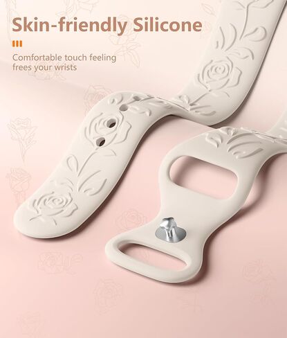 Odbeai Floral Engraved Band Compatible with Apple Watch Bands 38mm 40mm 41mm 42mm 44mm 45mm 49mm Women,3 Pack Cute Embossed Flower Silicone Straps for Watch Bands Series 9 Ultra SE 8 7 6 5 4 3 2 1 in Saudi Arabia