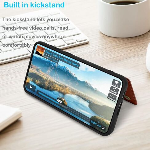 حافظة محفظة Tekcoo Galaxy S23، فاخرة من جلد البولي يوريثان، فتحات حامل بطاقة الائتمان النقدية، إغلاق مغناطيسي، مسند فوليو، حافظة حماية نحيفة لهاتف سامسونج S23 5G - بني in Saudi Arabia