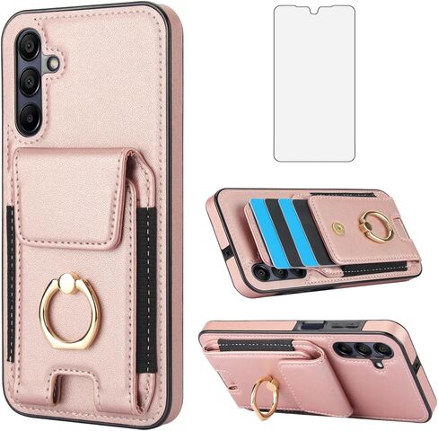 حافظة هاتف Asuwish لهاتف Samsung Galaxy A15 5G مع واقي شاشة من الزجاج المقسى وغطاء محفظة وحامل بطاقة حامل حلقي نحيف وفتحة ائتمان جلدية وإكسسوارات الهاتف المحمول A 15 4G 15A للنساء والرجال باللون البني in Kuwait