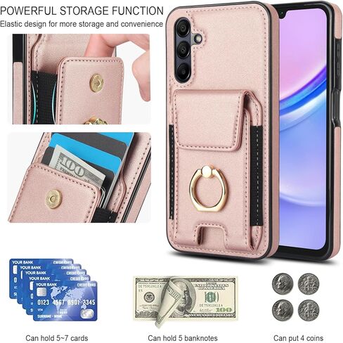حافظة هاتف Asuwish لهاتف Samsung Galaxy A15 5G مع واقي شاشة من الزجاج المقسى وغطاء محفظة وحامل بطاقة حامل حلقي نحيف وفتحة ائتمان جلدية وإكسسوارات الهاتف المحمول A 15 4G 15A للنساء والرجال باللون البني in Kuwait