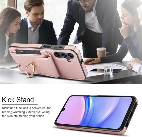 حافظة هاتف Asuwish لهاتف Samsung Galaxy A15 5G مع واقي شاشة من الزجاج المقسى وغطاء محفظة وحامل بطاقة حامل حلقي نحيف وفتحة ائتمان جلدية وإكسسوارات الهاتف المحمول A 15 4G 15A للنساء والرجال باللون البني in Kuwait