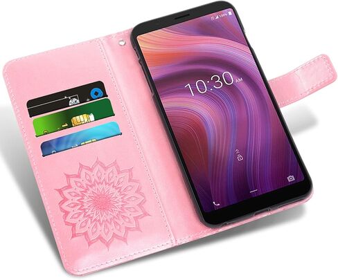 Phone Case for Alcatel 3V 2019 Wallet Cases with Tempered Glass Screen Protector Sunflower Leather Slim Flip Cover Card Holder Stand Cell Accessories Alcatel3V Acatel 3 V V3 19 5032W Women Rose Gold in Saudi Arabia