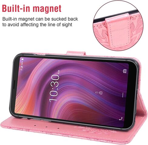 Phone Case for Alcatel 3V 2019 Wallet Cases with Tempered Glass Screen Protector Sunflower Leather Slim Flip Cover Card Holder Stand Cell Accessories Alcatel3V Acatel 3 V V3 19 5032W Women Rose Gold in Saudi Arabia