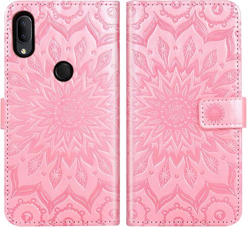 Phone Case for Alcatel 3V 2019 Wallet Cases with Tempered Glass Screen Protector Sunflower Leather Slim Flip Cover Card Holder Stand Cell Accessories Alcatel3V Acatel 3 V V3 19 5032W Women Rose Gold in Saudi Arabia