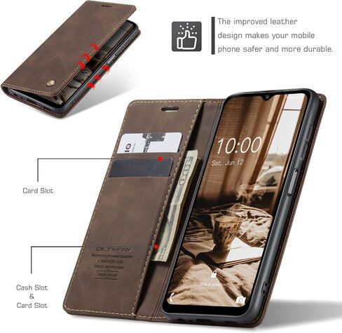 QLTYPRI Samsung Galaxy A13 5G case Vintage PU Leather Wallet Case TPU Bumper [Card Slots] [Hands-Free Kickstand] [Magnetic Closure] Shockproof Flip Folio Case for Samsung A13 5G/A04s - Coffee Brown in Saudi Arabia