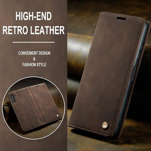 QLTYPRI Samsung Galaxy A13 5G case Vintage PU Leather Wallet Case TPU Bumper [Card Slots] [Hands-Free Kickstand] [Magnetic Closure] Shockproof Flip Folio Case for Samsung A13 5G/A04s - Coffee Brown in Saudi Arabia