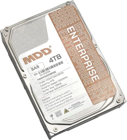 MDD MAXDIGITALDATA 4 تيرابايت 7200 دورة في الدقيقة 128 ميجابايت كاش SAS 12 جيجابايت/ثانية 3.5 بوصة محرك الأقراص الصلبة الداخلي للمؤسسات (MD4TSAS12872E) - [ليس محرك أقراص SATA HDD] (متجدد) in Saudi Arabia