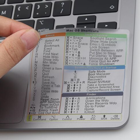ملصق YINOVEEN Mac OS Shortcuts، ملصقات لوحة مفاتيح Mac لنظام التشغيل Mac OS، ملصقات اختصارات لوحة المفاتيح من الفينيل لجهاز MacBook 13-16" Air وPro (شفاف) in Saudi Arabia