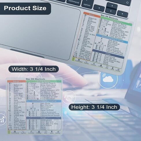 ملصق YINOVEEN Mac OS Shortcuts، ملصقات لوحة مفاتيح Mac لنظام التشغيل Mac OS، ملصقات اختصارات لوحة المفاتيح من الفينيل لجهاز MacBook 13-16" Air وPro (شفاف) in Saudi Arabia