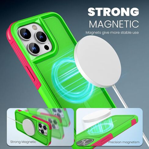 حافظة MAXCURY مغناطيسية لهاتف iPhone 15 Pro Max، متوافقة مع MagSafe، مقاومة للصدمات والسقوط، حماية شديدة التحمل لكامل الجسم، غطاء متين ونحيف وقوي للنساء والفتيات (ليمون/وردي) in Kuwait