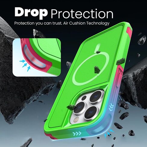 حافظة MAXCURY مغناطيسية لهاتف iPhone 15 Pro Max، متوافقة مع MagSafe، مقاومة للصدمات والسقوط، حماية شديدة التحمل لكامل الجسم، غطاء متين ونحيف وقوي للنساء والفتيات (ليمون/وردي) in Kuwait