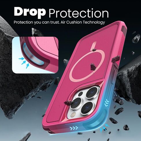 حافظة MAXCURY مغناطيسية لهاتف iPhone 15 Pro Max، متوافقة مع MagSafe، مقاومة للصدمات والسقوط، حماية شديدة التحمل لكامل الجسم، غطاء متين ونحيف وقوي للنساء والفتيات (ليمون/وردي) in Kuwait