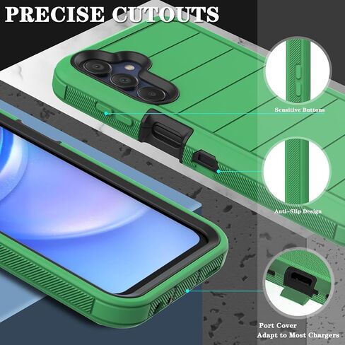 for Samsung Galaxy A15 5G Case with 2 Pack Screen Protector, Belt Clip Holster Kickstand Rugged Full-Body Heavy Duty Protection Military Grade Shockproof Cell Phone Cover (Black) in Saudi Arabia