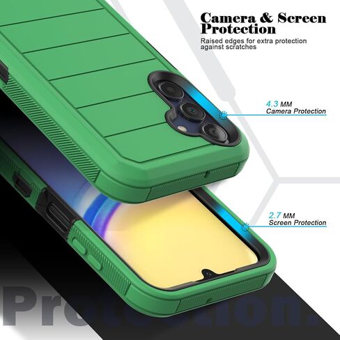 for Samsung Galaxy A15 5G Case with 2 Pack Screen Protector, Belt Clip Holster Kickstand Rugged Full-Body Heavy Duty Protection Military Grade Shockproof Cell Phone Cover (Black) in Saudi Arabia