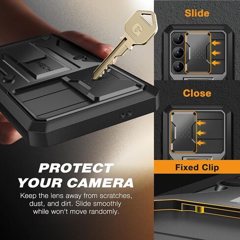 حافظة TONGATE لهاتف Samsung Galaxy S24 مع مسند، [غطاء كاميرا منزلق مدمج ومشبك حزام] حافظة هاتف Galaxy S24 مقاومة للصدمات من الدرجة العسكرية مع واقي شاشة، أسود in Kuwait