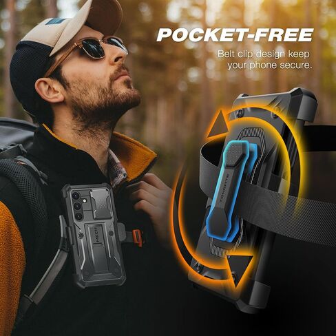 حافظة TONGATE لهاتف Samsung Galaxy S24 مع مسند، [غطاء كاميرا منزلق مدمج ومشبك حزام] حافظة هاتف Galaxy S24 مقاومة للصدمات من الدرجة العسكرية مع واقي شاشة، أسود in Kuwait