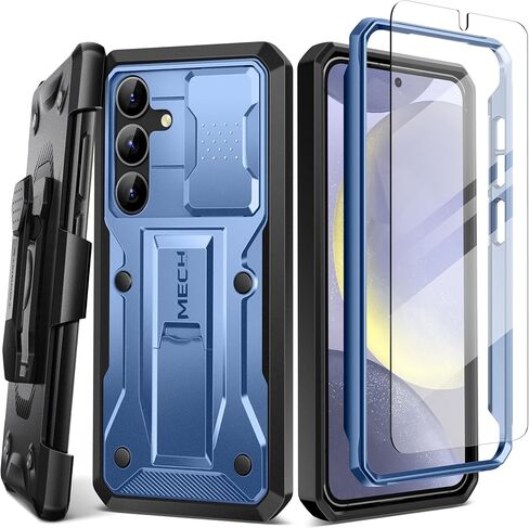 TONGATE for Samsung Galaxy S24 Case with Kickstand, [Bulit-in Slide Camera Cover & Belt-Clip] Full-Body Military Grade Shockproof Galaxy S24 Phone Case with Screen Protector, Black in Saudi Arabia